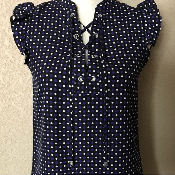 MICHAEL Michael Kors Tops - Michal Kors Purple/White Polka Dot Lace-Up Sleeveless Women's Top Size Large